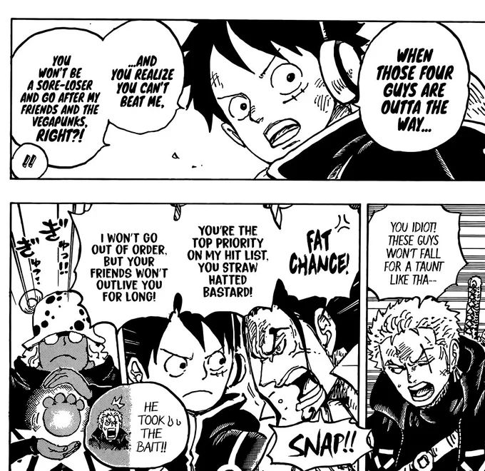 #ONEPIECE1076  LUCCI IS SUCH A SORE LOSER WHAT A BITCH 😭 