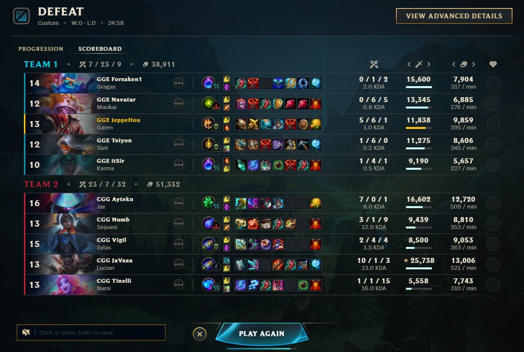 Forgot to post that we played today.. Shame since i had banger pick but shit happens. hope to be back next week on support and grind out some wins.