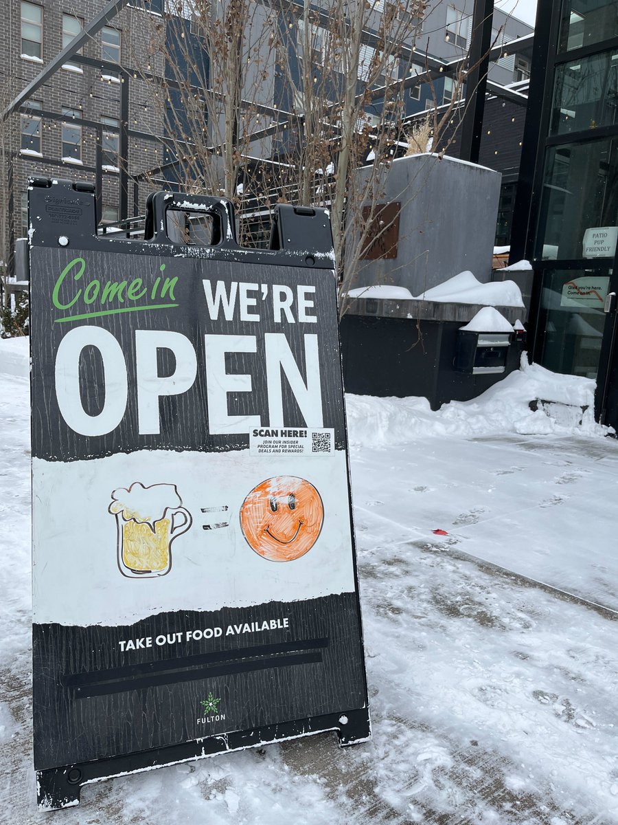 fultonbeer's tweet photo. Hey folks the taproom bar is open today! We emerge from this blizzard triumphant and excited to pour you a beverage. No kitchen today though sorry. We’ll resume food service tomorrow!

#fultonbeer #fultontaproom https://t.co/Af8rpf18Az