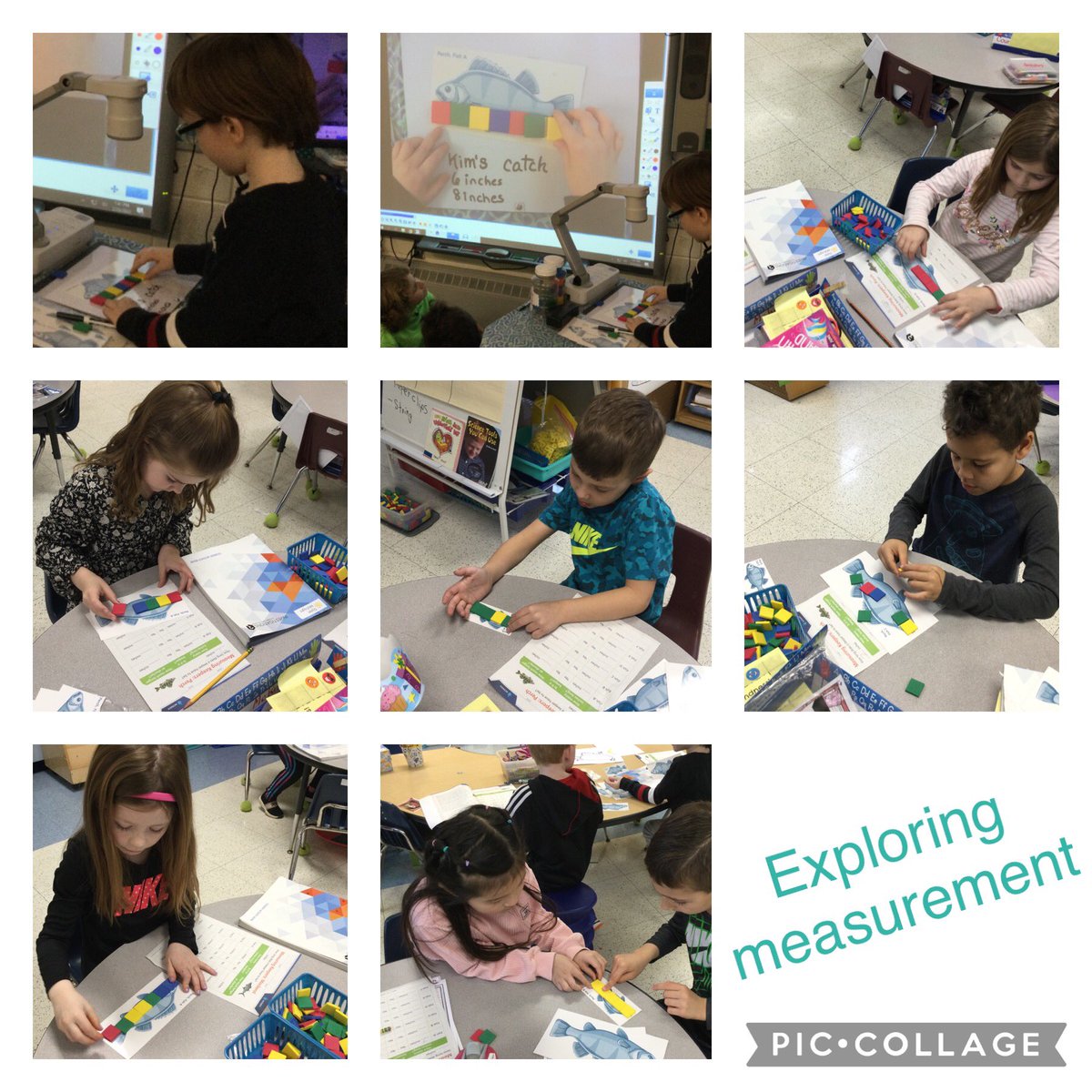 First graders use 1 inch tiles to measure and compare fish! 
Are they keepers? Building math skills and communication skills can be so much fun. @TisdaleSchool <a href="/ramseyNJschools/">Ramsey School District</a>