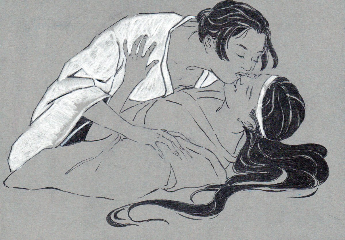 joolita3's tweet photo. More shugenja and her favourite spirit for #KissArtFebruary Week 1, playful kiss :-) https://t.co/8qeXXr8DLu