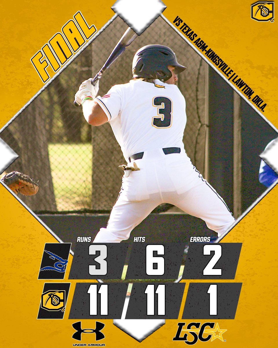 BB | @Aggies_BSB take game one of the series with Texas A&amp;M-Kingsville 11-3. Will Bradley goes 3-for-4 with three RBI, and Kody Bigford and Trent Mallonee collect two RBI.
#BackTheAxe⛏️#CUBaseball