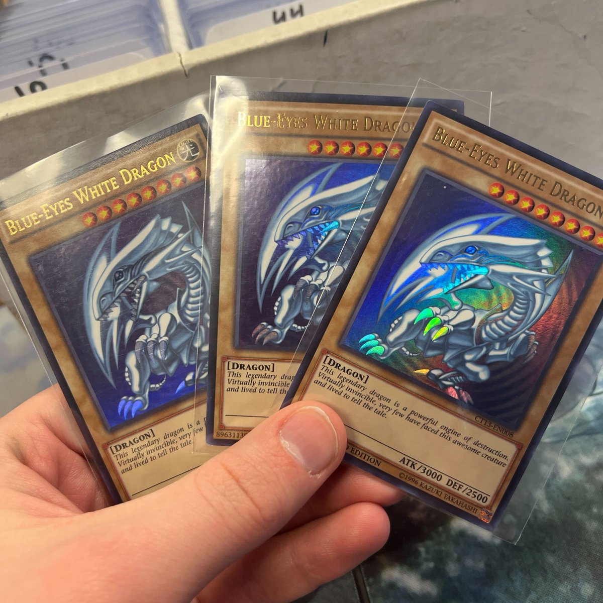 YGOatTCGplayer's tweet photo. Alright, let's have the debate: what's the best Blue-Eyes artwork? For us, gotta be the iconic SDK-001 version https://t.co/9dzckq9tOT
