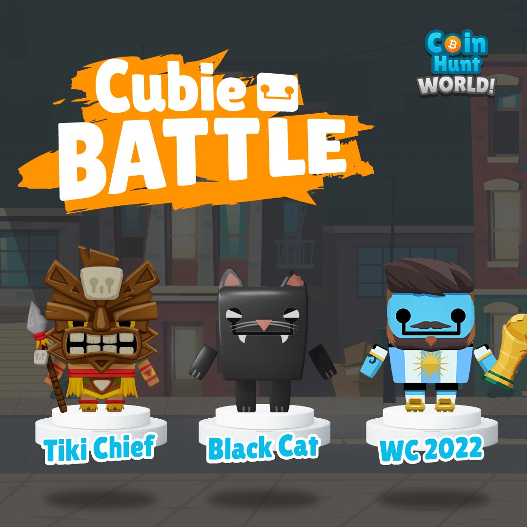 CoinHuntWorld's tweet image. Just a few more hours until the Cubie Battle comes to a close. 

Be sure to equip a Cat, Football, or Tiki Cubie before reset today, and the winning Cubie team will receive a Contest Box if we reach 700 retweets!

#CoinHuntWorld #Play2Earn