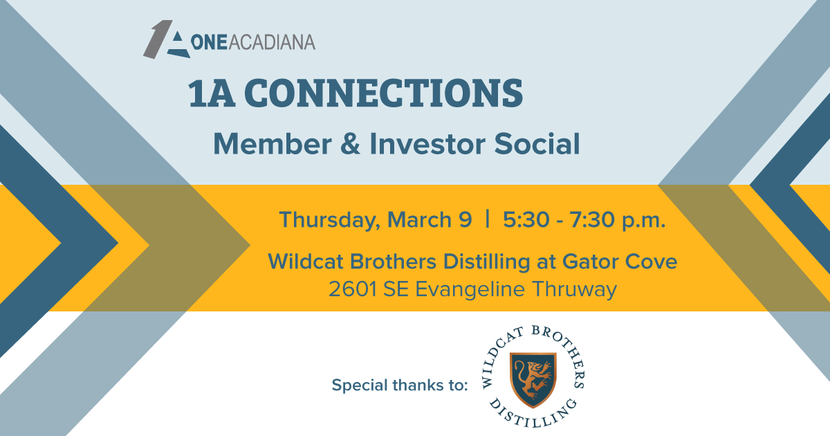 One Acadiana (@oneacadiana) on Twitter photo Join us on March 9 for live music and a cocktail as you casually network with fellow 1A investors, members, partners, and staff. Register: bit.ly/3lBaGsn
Special thanks to <a href="/WildcatBrothers/">Wildcat Brothers</a> for their partnership in hosting this event! Join us on March 9 for live music and a cocktail as you casually network with fellow 1A investors, members, partners, and staff. Register: bit.ly/3lBaGsn
Special thanks to <a href="/WildcatBrothers/">Wildcat Brothers</a> for their partnership in hosting this event!