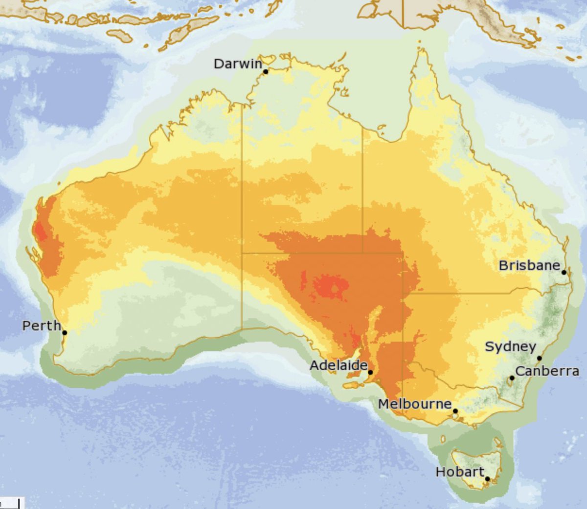 Hot and dry weather continues in #SouthAustralia today. Temps reaching the low to mid 40s across the state.

#Adelaide just 29.8C this morning before a top of 40C

⚠️ Heatwave Warnings current in SA 

Cool change on the way for #SA today and #victoria tomorrow 

(Image: BoM)