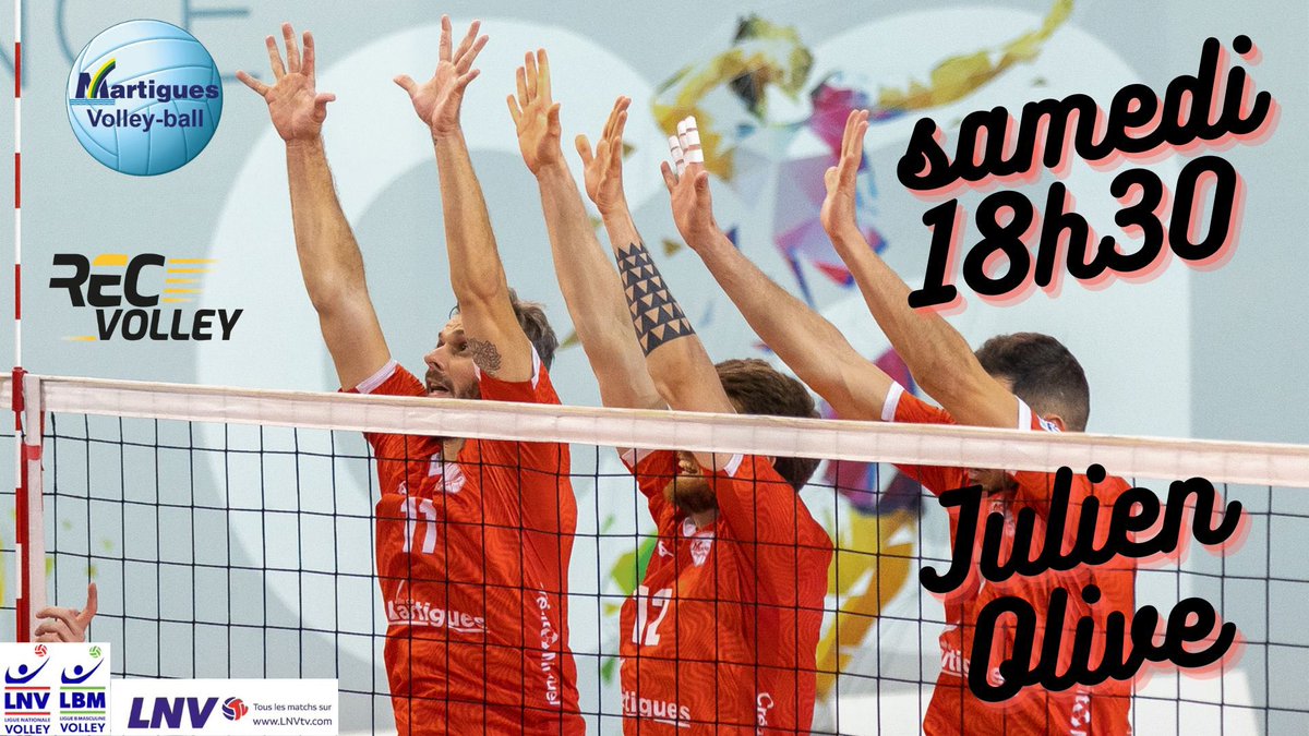 <a href="/MartiguesMVB/">MVBofficiel</a> reçoit <a href="/recvolley/">RECVOLLEY</a> 
Samedi 18h30 <a href="/OutVolley/">Block-Out Passion Volley</a> <a href="/LNVofficiel/">LNV</a> 
La billetterie électronique est accessible sur le site du MVB