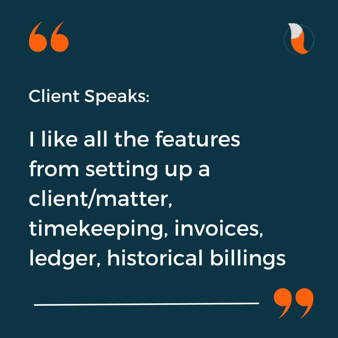 CaseFoxOnline's tweet image. See what our #clients have to say about CaseFox - the game-changing #legalbillingsoftware!

Click here: casefox.com/review/

#CaseFox #LegalTech #ClientFeedback #review #clientreview #legalbilling #lawfirmbilling #lawfirm #lawyers #attorneys
