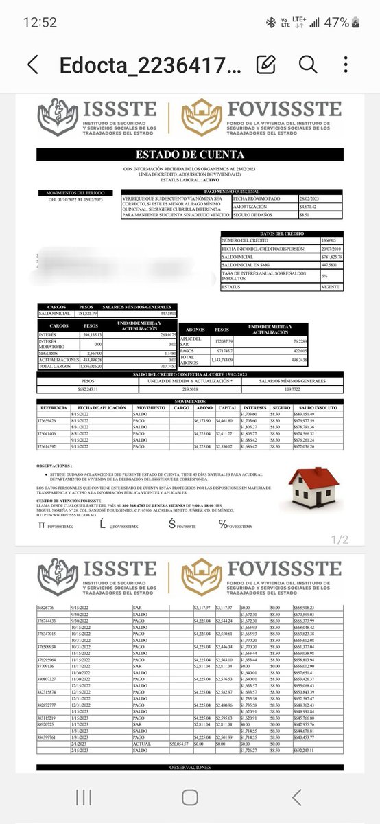 Arisanmon's tweet photo. Más de doce años pagando y apenas 89,000 pesos ha bajado mi deuda de #fovissste y su crédito #usurero necesitamos cambios para que no se actualicen con las UMAS, fijos en pesos como #infonavit @liliaaguilarmx https://t.co/tRW46PO4j7