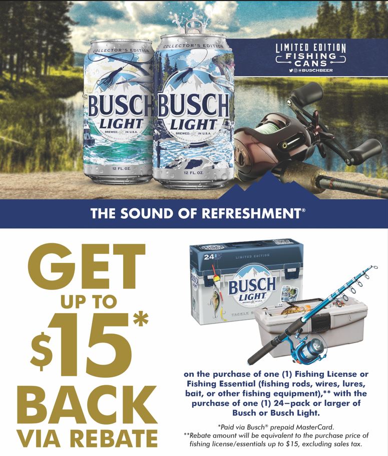 🎣 You hear that, Tampa? That's the sound of refreshment....and $avings 🤑

Get up to $15 back via rebate on your <a href="/BuschBeer/">Busch Beer</a> Light purchase 🍺

Details and redemption at mybeerrebate.com/#/AB-6965