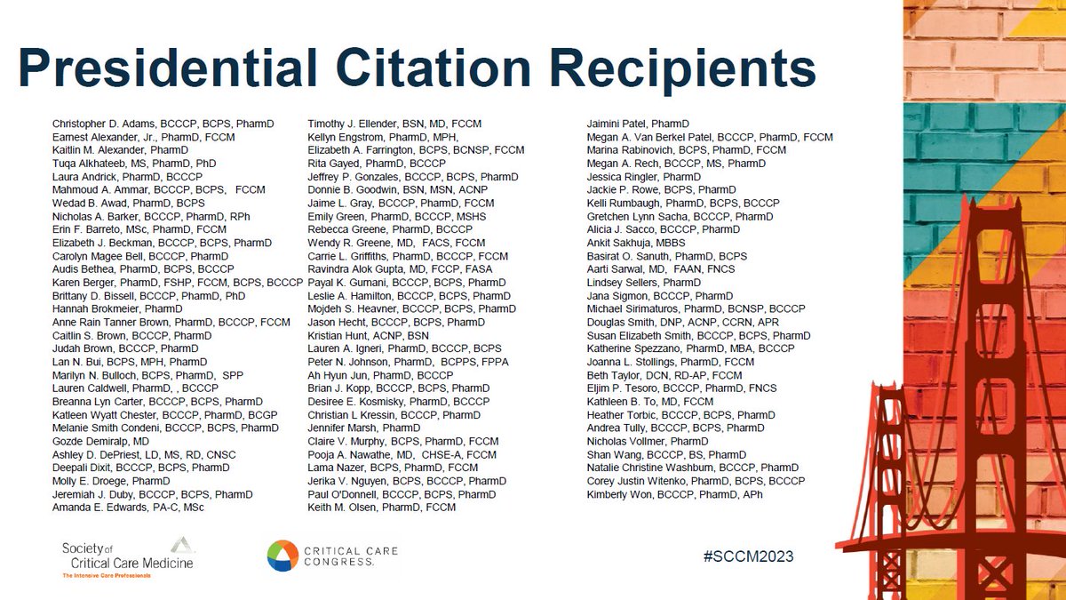 SCCM_CPP's tweet photo. The Presidential Citation recognizes Society of Critical Care Medicine (SCCM) members who have made extraordinary contributions of time, energy, and resources to SCCM during the previous year. 

Congratulations to these CPP members on the award! 🏆#PharmICU https://t.co/cszI1iUMkg