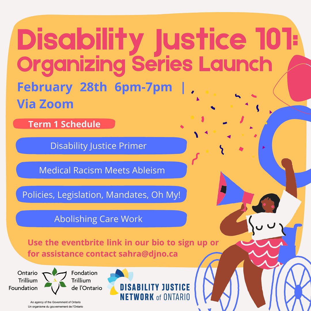 🎊Join us on February 28th at 6pm as we celebrate the launch of the Disability Justice 101: Organizing Series. This is a space for you to learn about this new program and hear from past and present members of our Youth Action Council. 🎊
