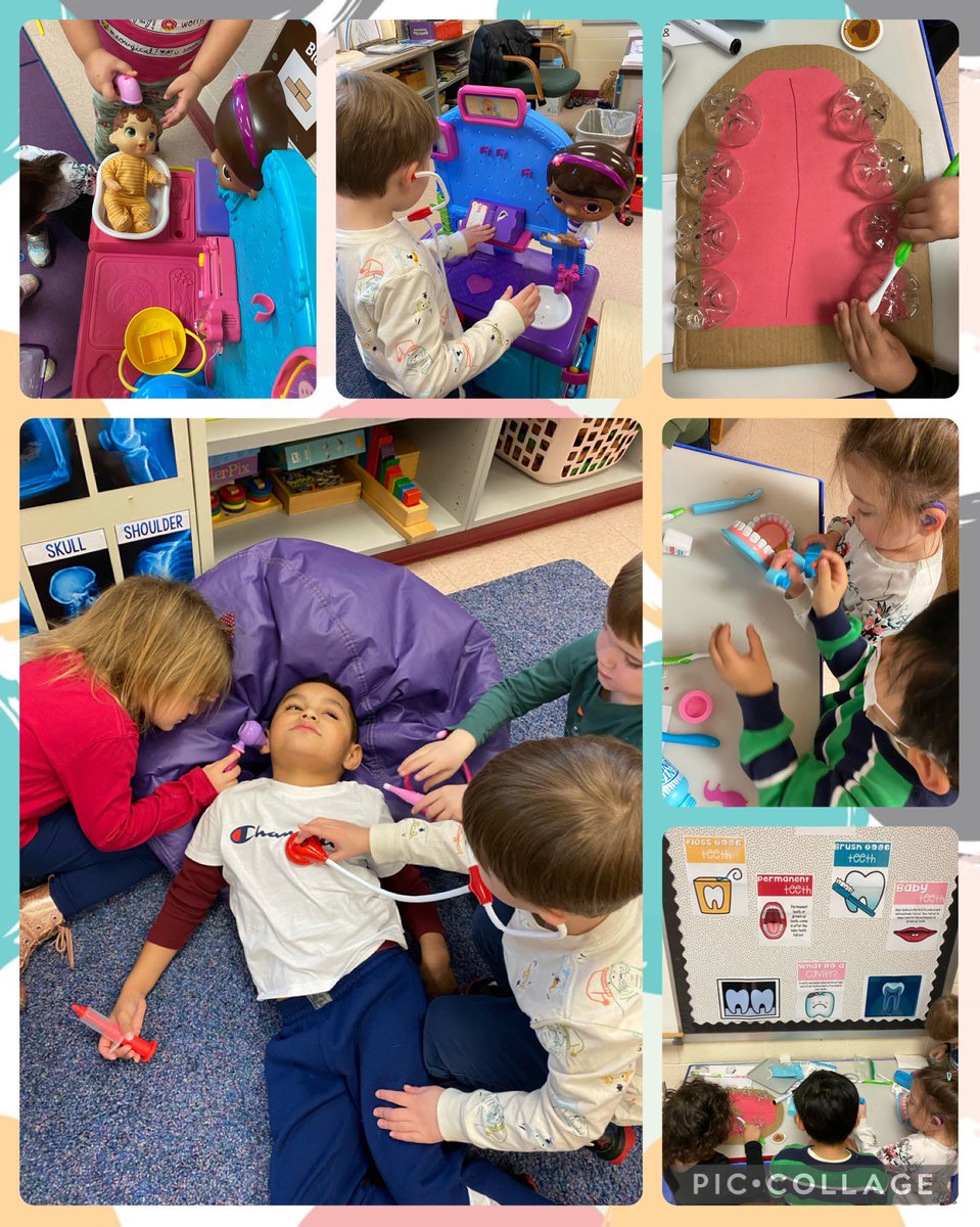 Kellyruffateach's tweet photo. Room 12 enjoying our new theme for centers! The nursery, Dentist and Doctor were big hits! 🦷🪥🩺🩻🥼🍼👶🏻 #chproud #learnthroughplay #timeforacheckup https://t.co/gv2Hlz64Uc