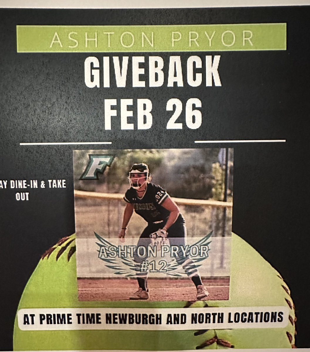 Feb 26th, 10 :00 a.m.- 10:00 p.m. Prime Time in Newburgh and Eville North locations are hosting a give back day/night in honor of Ashton Pryor.  
Tell the staff you are there supporting the 
“Give Back for Ashton Pryor” 💓
#12