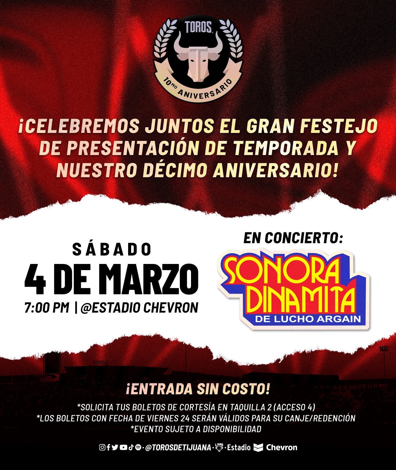 Toros De Tijuana 🏆 on Twitter "🎉 ¡NOS VEMOS EL SÁBADO 4 DE MARZO EN EL