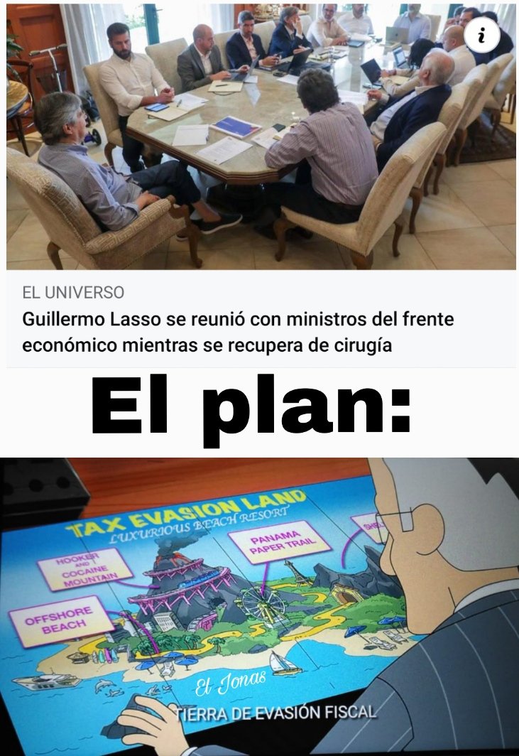 El plan económico de Lassoffshore, el #ElPeorPresidenteDeLaHistoria. 
#TaxTheRich 
#Lasso
#GuaridasFiscales
#Pandorapapers 
#PanamaPapers 
#PanamaLeaks