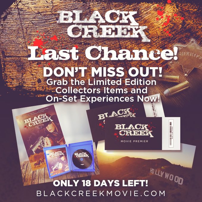 Last chance to get some amazing perks in Cynthia Rothrock’s ‘Black Creek’ movie on #Kickstarter On-Set Experiences including being in the film! BlackCreekMovie.com #CynthiaRothrock #RichardNorton #ladydragon #chinaobrien