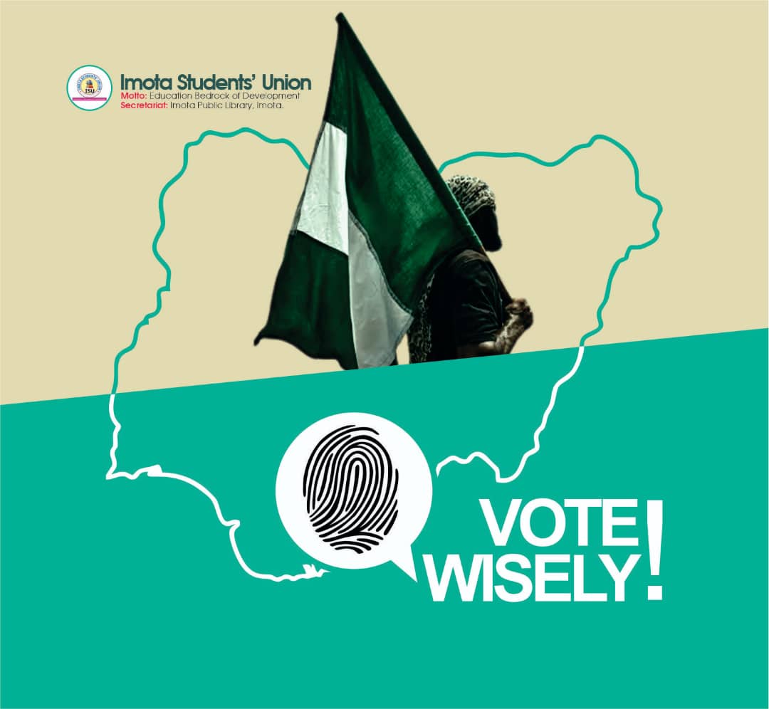 AdonisTee01's tweet photo. My Dear Nigerians,
It's another period for us to select our leader, d Future of Nigeria cn be decided by u nd I.
The Election we await is here!
For ur future, For my future, For Our Future🤲🏽
Let Come nd VOTE WISELY✅
#VoteWisely
#ComeOutndVote
#ImotaStudents'Union
#VirtualCamp. https://t.co/YKLUuSDy0E