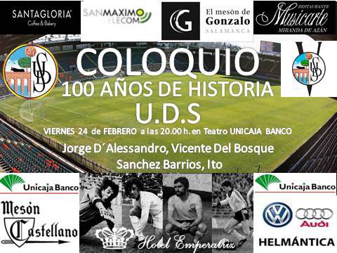 ExjugadoresUDS's tweet photo. Os recordamos que mañana es la conferencia organizada por @ExjugadoresUDS junto al @SalamancaCFUDS. Agradecer a los patrocinadores su colaboración en los actos @HelmanticaAudi @HelmanticaVW @MCastellanoM @TapasyMeson @UnicajaBanco #SanMaximoTelecom #SantaGloria #Musicarte https://t.co/ArjaMkkGIT