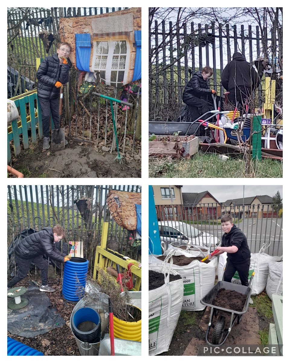 Suzieq1402's tweet photo. Phase 1 of mud kitchen at @FARE_Scotland Lochend C Allotment. Thx @LochendHigh for coffee granules, S &amp; J scattered in beds &amp; got to work putting compost in school plot. L from @oakwoodG34 got to work digging out frog pond @RHSSchools @Jimmy_FARE @Lochend_DT @christyk377 https://t.co/GoPtG7XIVW