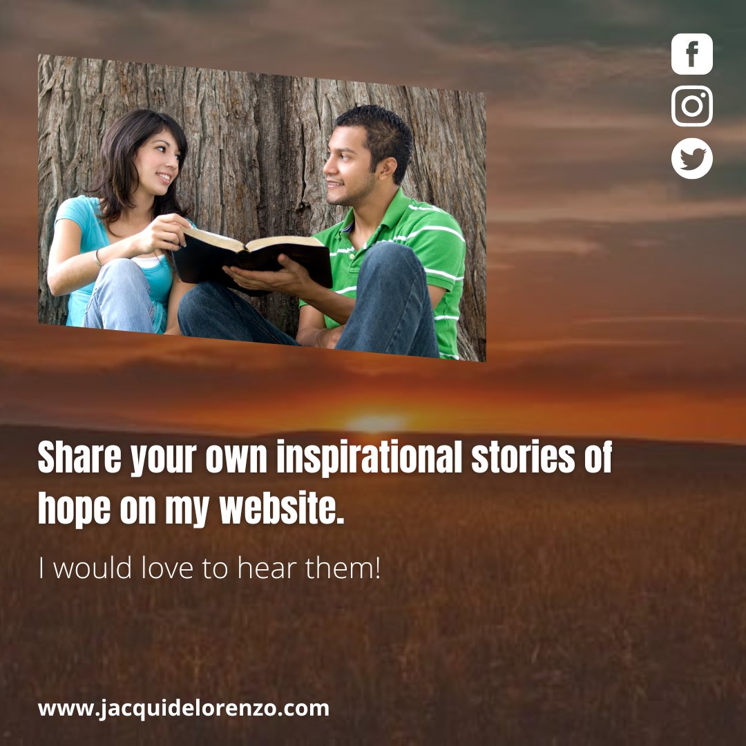 jacquiannd's tweet photo. As someone that loves sharing inspirational stories of hope, I also would love to hear your story.

Share your inspirational hope at https://t.co/5Bfz9Kh56X.

#JacquiDeLorenzo #Author #AfterTheRain #AThreadOfHope #Hope #Inspiration #Share https://t.co/ryTzvwKlL1