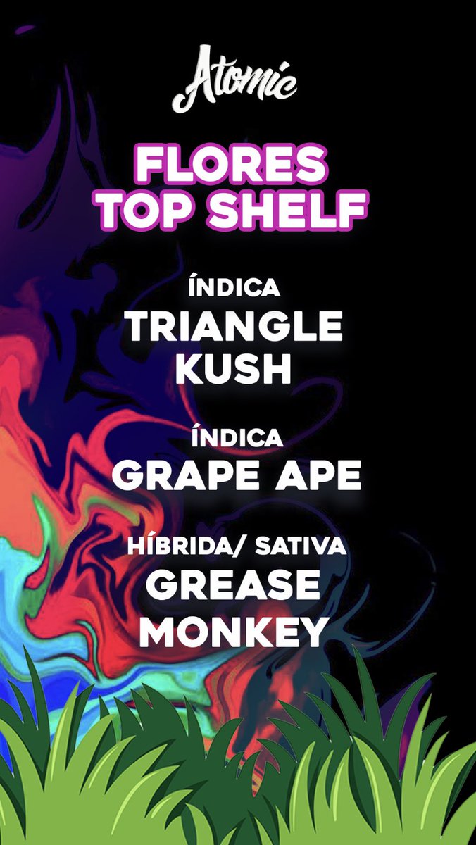 AtomicMx's tweet photo. Es momento de las top shelf de Atomic ✨ ¿Cuál es su favorita? 🍃 
Manden DM y no se queden sin probar estas joyas 💎 https://t.co/6ZYCXPnJJO
