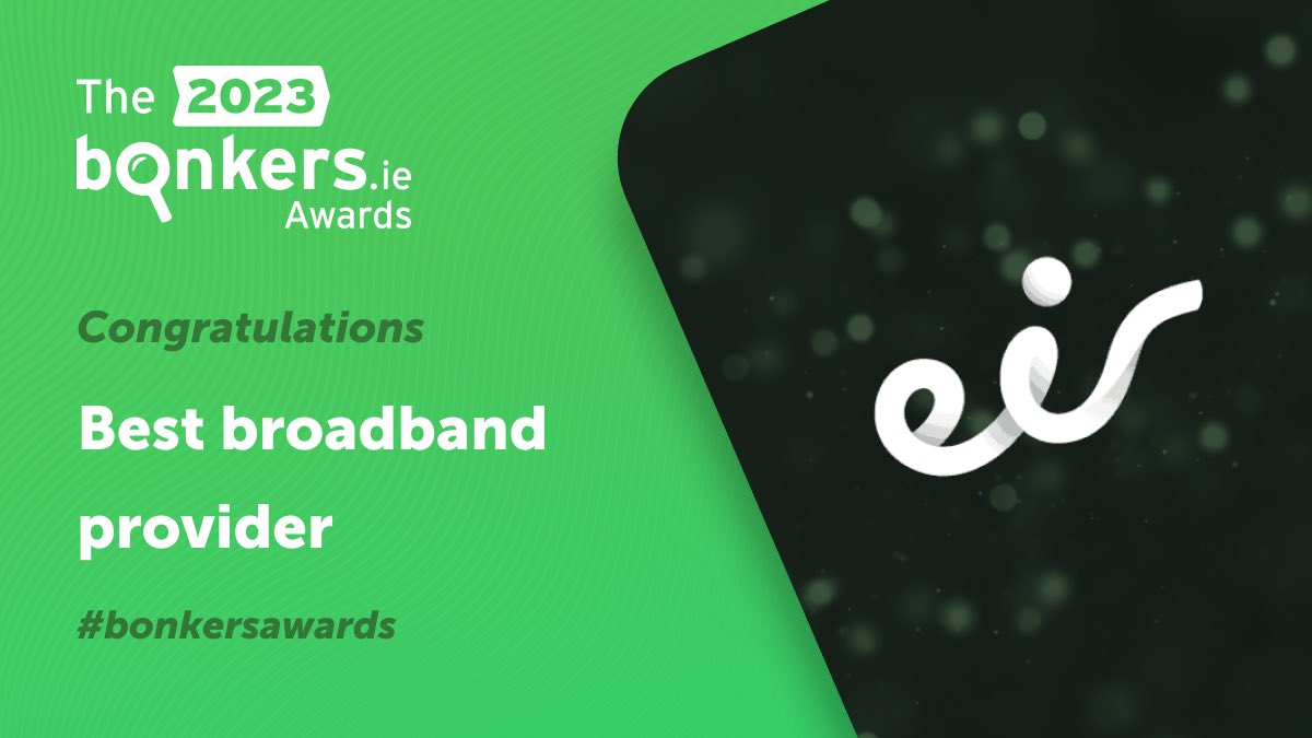bonkers_ie's tweet photo. For the option of 24-month contracts, a large pure-fibre network and competitive pricing, @eir staves off strong competition to win this year’s Best Broadband Provider. 

#bonkersawards https://t.co/U3Xpft7rlz