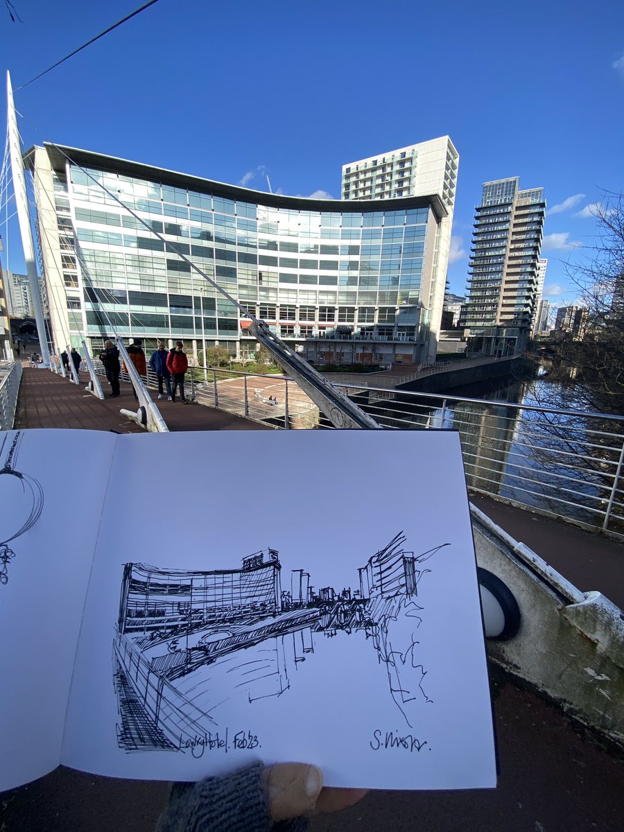 Urban sketching around Manchester (and Salford…) today.