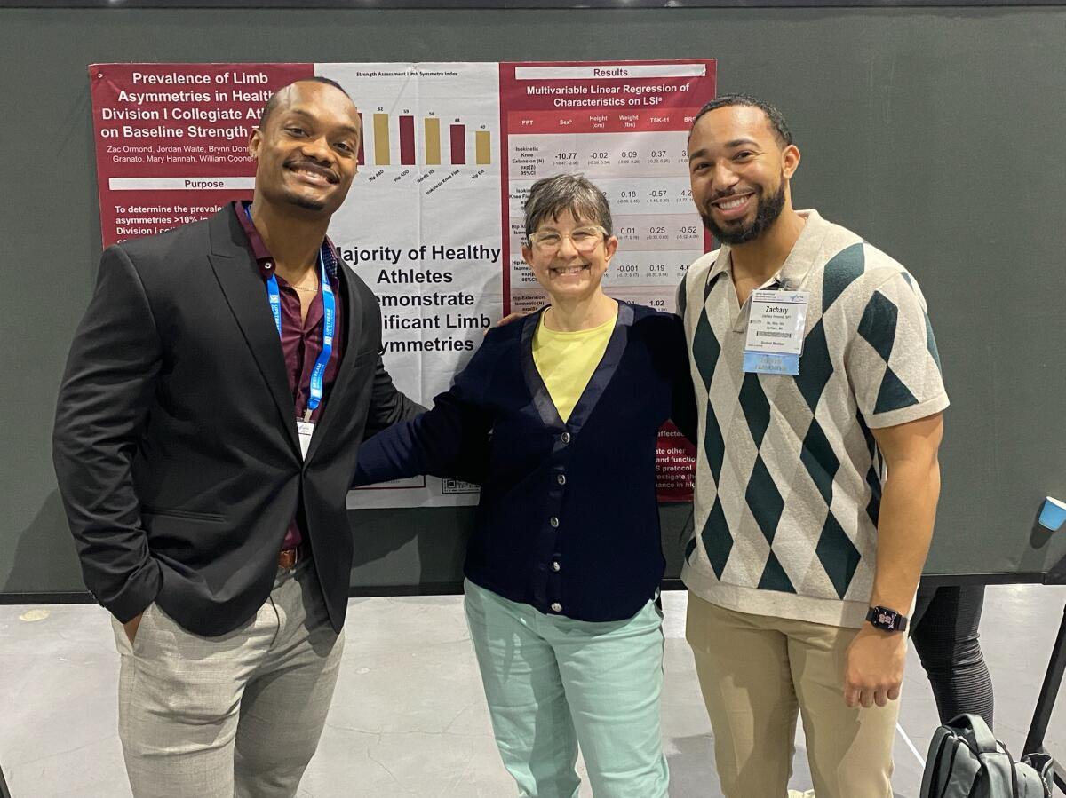 <a href="/elonpt/">Elon DPT</a> students Jordan and Zac @exzactlySPT and alumni Joel rocking their poster presentations at #APTACSM #ElonCSM #APTANCatCSM @APTAtweets <a href="/APTAcsm/">#APTACSM</a> <a href="/elonuniversity/">Elon University</a> thanks to mentors like <a href="/JmagillPT/">Jack Ryan Magill</a> and Dr. Mary Kay Hannah <a href="/APTAofNC/">APTAofNC</a> President!