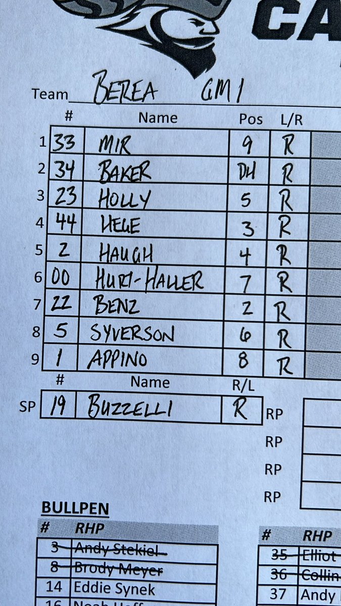 Pio_Baseball's tweet photo. Opening Day Line Up https://t.co/gZloIU2xHN