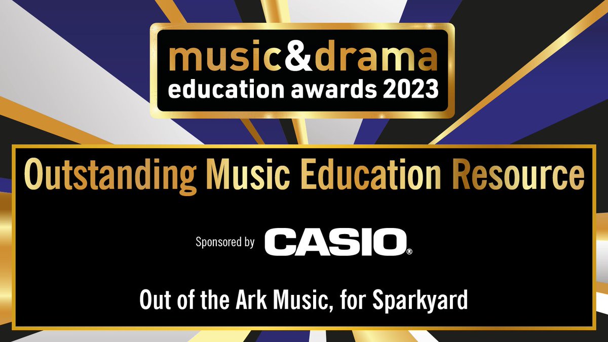 MusicEdExpo's tweet photo. Outstanding Music Education Resource, sponsored by Casio Music UK, is awarded to Out of the Ark Music, for Sparkyard #MDEAWARDS @CasioMusicUK @singoutoftheark https://t.co/KIavLgHnf6