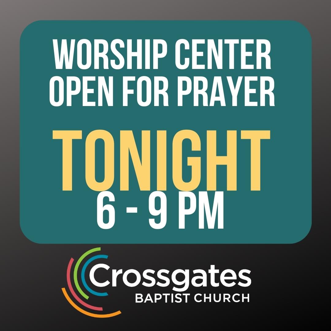 crossgatesbc's tweet photo. In light of what God is doing in our midst and our desire to keep praying it in, we’re opening the Worship Center Tonight, Friday, and Saturday from 6-9 PM. Feel free to come when you can and leave when you need to within those times. https://t.co/XMU0k1sQ4a