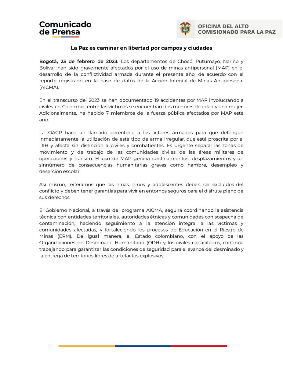 ComisionadoPaz's tweet photo. #Atención 🚨| Comunicado: La paz es caminar en libertad por campos y ciudades. Video mensaje del @ComisionadoPaz. https://t.co/WjQ3ZS0Xdy