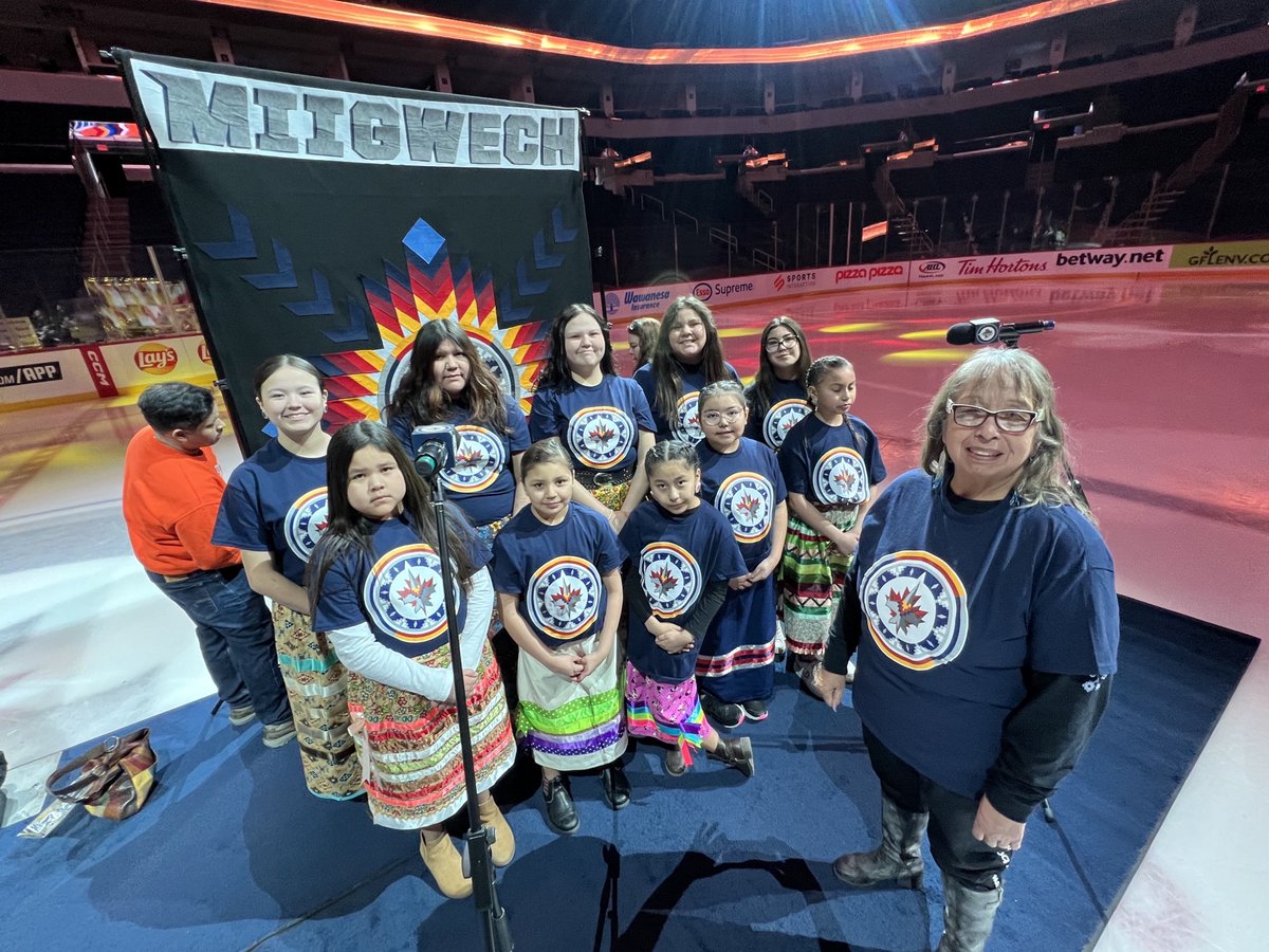 mfnerc's tweet photo. Super exciting that students from Dakota Plains and Long Plain schools will be singing and drumming at @wasacnews night, during the March 4 game for the @NHLJets. It's going to be a great night. https://t.co/2CFGP7hi6l