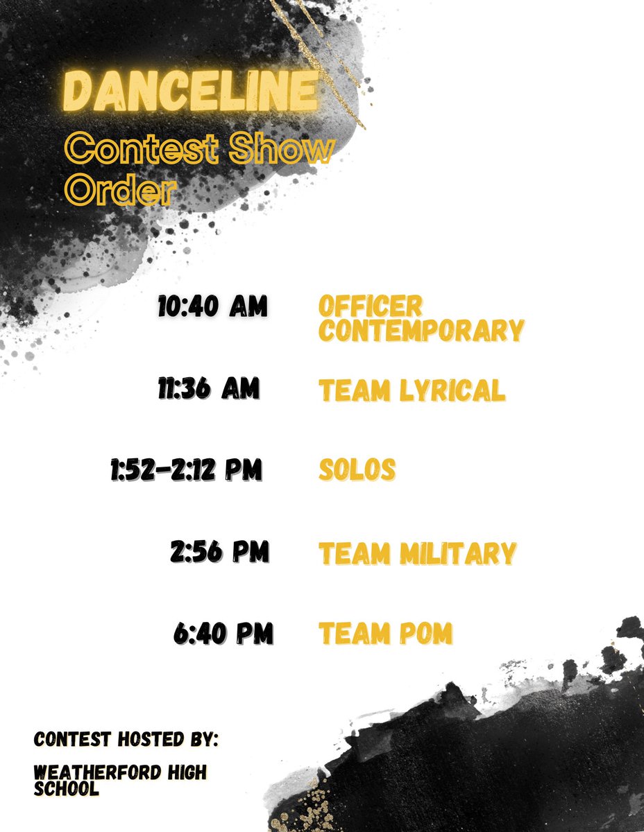 Sun Dancers are back at it again, this Saturday 2/25, at Weatherford HS. Come on out and support the award winning Sun Dancers!🖤💛