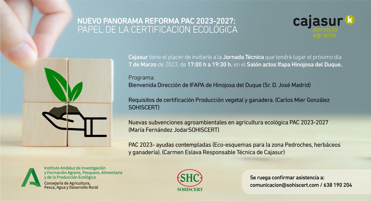 padelatorre's tweet photo. Te esperamos en @IfapaJunta de #Hinojosadelduque el 7-3-2023. @cajasur #sohiscert https://t.co/FPXz1lQzXZ