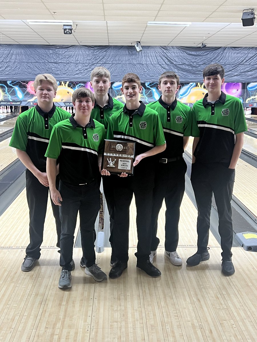 Derby_Bowling's tweet photo. The Derby Boys are STATE BOUND after finishing as the runner up at the Wichita 6A Regional!

Congrats to Evan Clark (10th), Tyler Huffman (4th) and Cash Carns (2nd) for their top 10 finishes. @DerbyAD @Derby_Sports https://t.co/YdCM43tjUq
