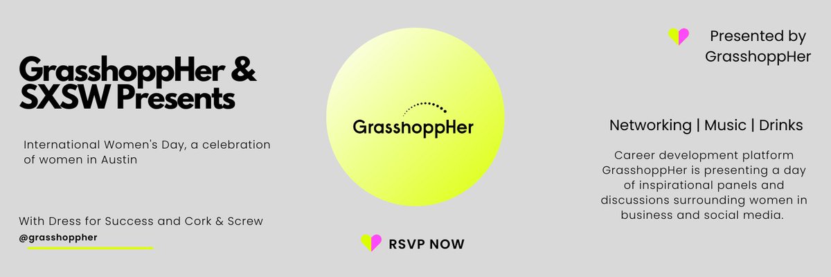 Alexa_Curtis's tweet photo. Austin fam: coming to #SXSW? Reply to this tweet for a free ticket and @grasshoppher membership to our sold out International Women's Day event. #Austin #career #letsleap https://t.co/xfF1T7socb
