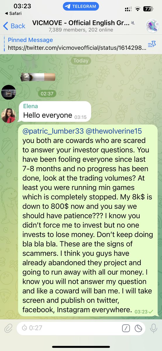 callmekpj's tweet photo. Real Face of #Vicmove @VICMOVEOfficial you again banned me for asking you a question. You cannot ban me here. Do not invest in #VIM #VICMOVE my investment is down from 8000$ to 800$. They will #Rugpull https://t.co/VfMfmEhGvc