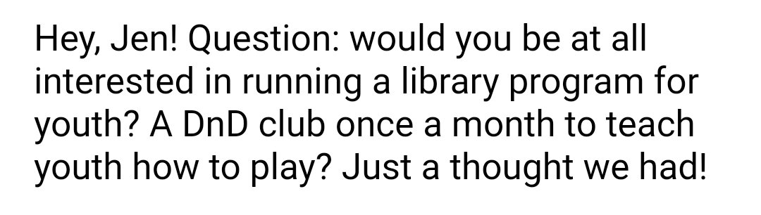 jfisher1's tweet image. Received an email from the library director this morning. I'm excited. #librarytrustee #dnd5e #locallibrary