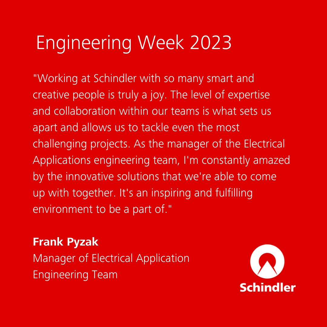 SchindlerNA's tweet photo. Please join us in wishing all of our SEC engineers a very Happy Engineering Week this week! #engineeringweek2023
Thank you to all of our amazing engineers for your hard work and dedication to our industry! #engineeringweek #weelevate #schindlerelevator #schindler https://t.co/8X2UtR4oUZ