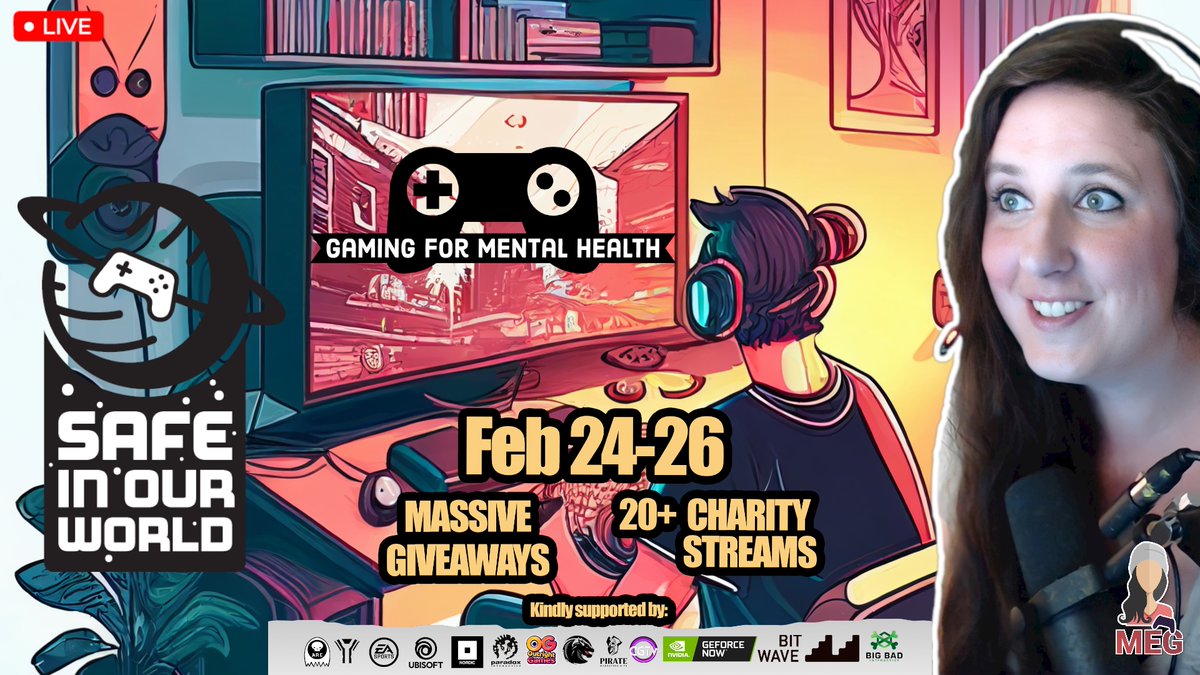 Join me tomorrow as I stream as part of Gaming for Mental Health 2023 supporting Safe in Our World with <a href="/GemBearGaming/">Gem (🐻)</a>! 🥳🎉

📅 Friday, Feb 24th, 2023
⏰ 1pm ET
➡ youtube.com/watch?v=yK5JZ1…

#gamingformentalhealth2023 #SafeinOurWorld #live #charity