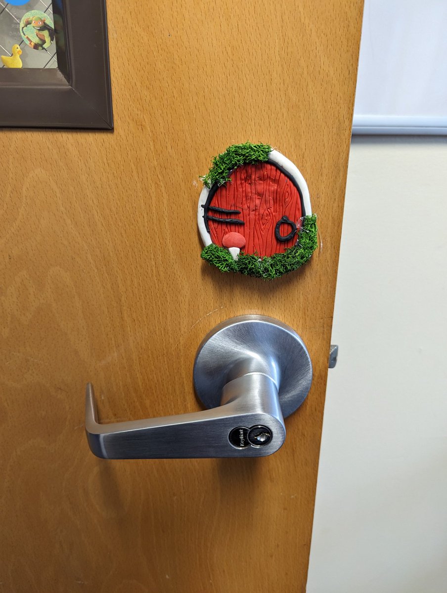 mssitesvida's tweet photo. Thank you to @ErinBland6 Art 6 class for my fairy door...or as I like to call it, my Hobbit Hole door! What a great addition to my already wacky office door! Love displaying student-created work all over the Counseling Cove! @VIDASHARKS #WeAreVIDA https://t.co/mHgDM3pcv6