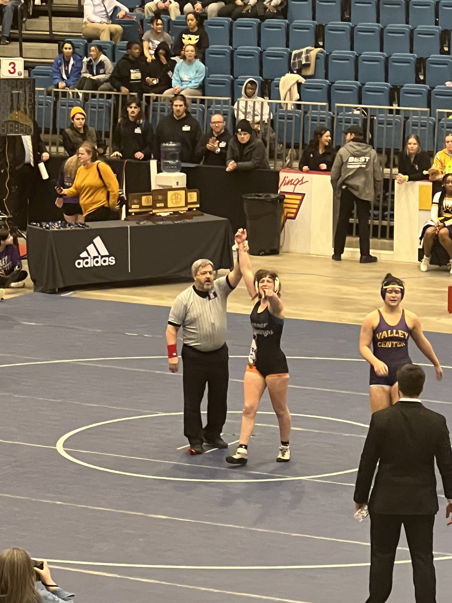 With a pin in the first period, Olivia Stean just became a three time State Champion today at Hartman Arena! It’s a great day to be BRAVE!