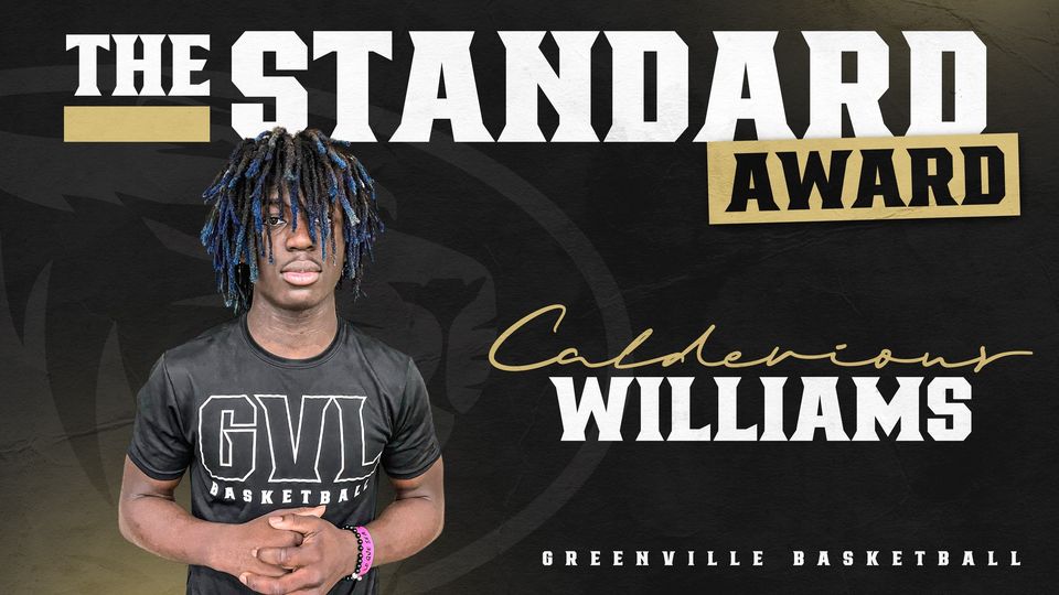 GreenvilleBBALL's tweet photo. Congratulations to this weeks Standard Award recipient, Calderious Williams (Freshman)!
Calderious has worked hard in the classroom, weight room, and has been servant leader to his classmates this week!  #IAM3RD https://t.co/MgzDEjTIxf