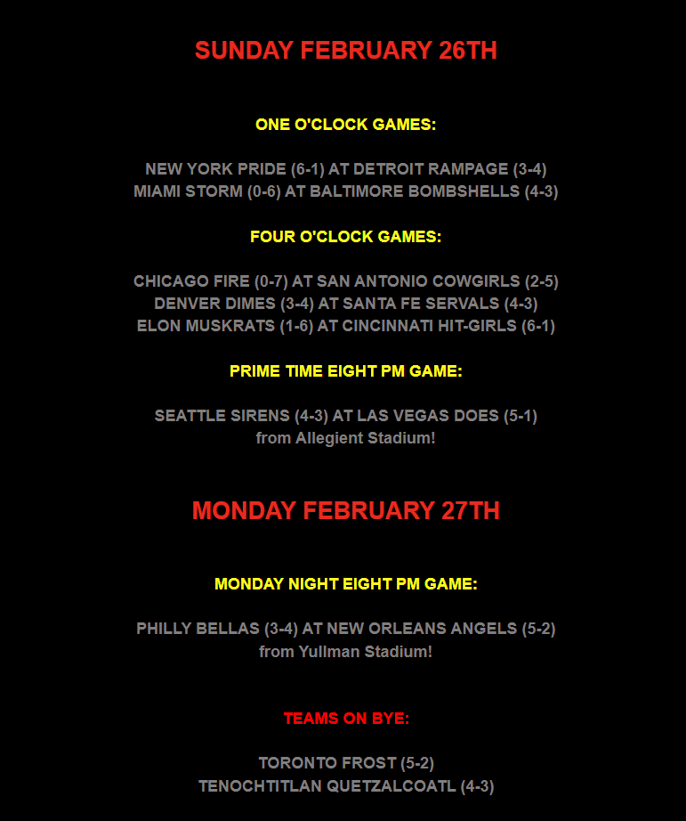 TheLFLOnline's tweet photo. The Week 8 Schedule! https://t.co/a5WfzOQrIw