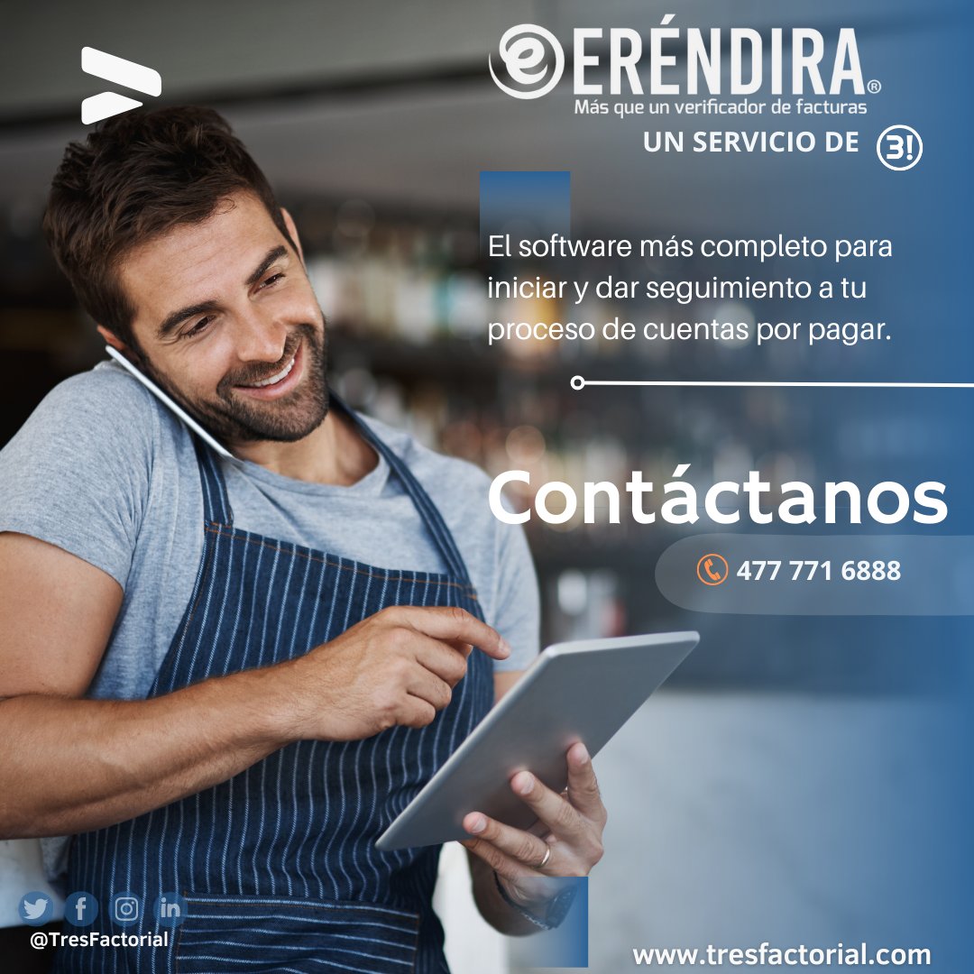 tresfactorial's tweet photo. ERÉNDIRA®

Más que un verificador de facturas. 
 
El software más completo para iniciar y dar seguimiento a tu proceso de cuentas por pagar.
Contáctanos

477 771 6888📲
🌐 https://t.co/8z1JhfE1pl 

#software #facturas #ingenieriadesoftware #tresfactorial #mexico #viral https://t.co/BQU19UBxgW