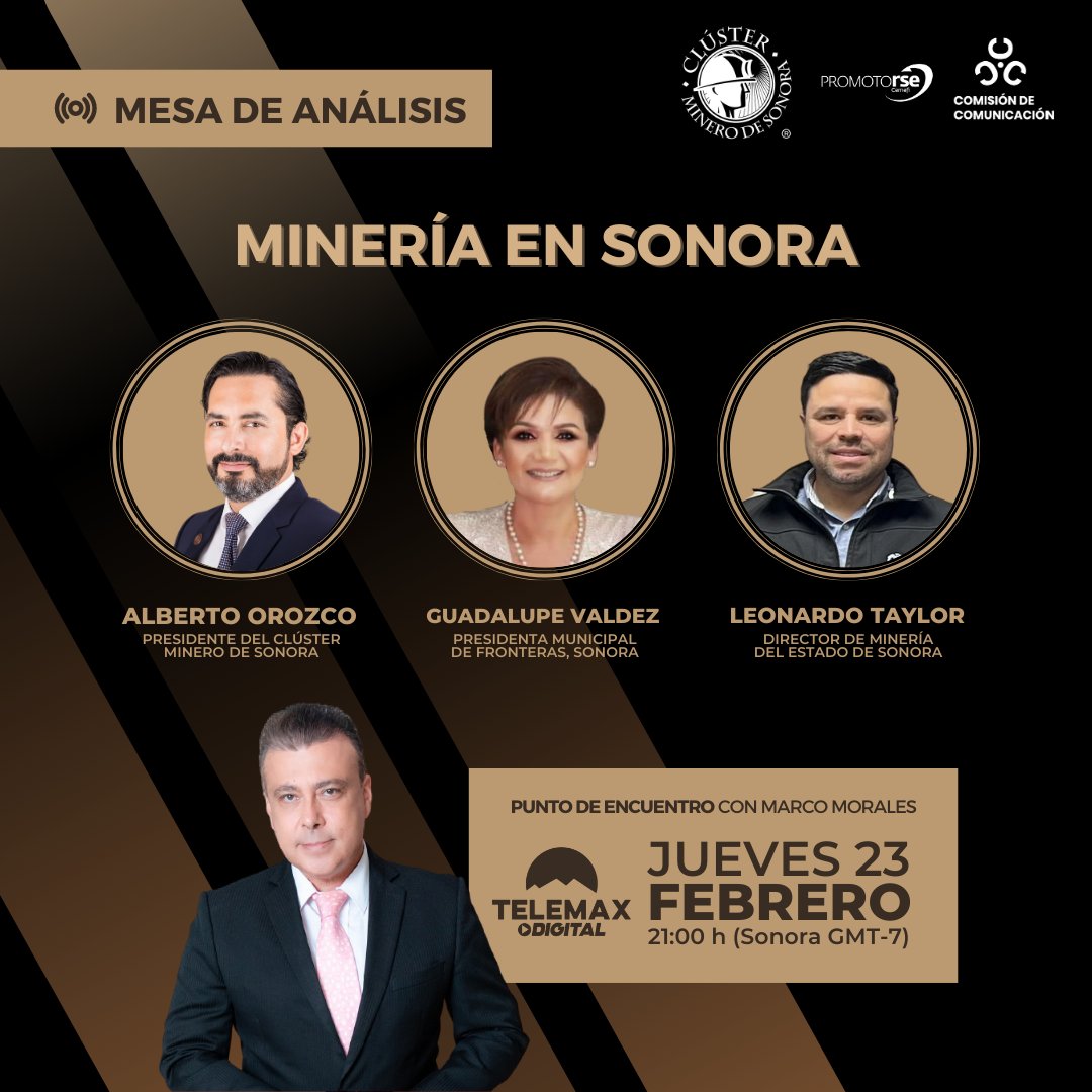📺 Te invitamos a seguir la transmisión de la mesa de análisis: #MineríaEnSonora en el programa #PuntoDeEncuentro hoy a las 9:00 p.m. por <a href="/TMXDigital/">Telemax Sonora</a> 👇
