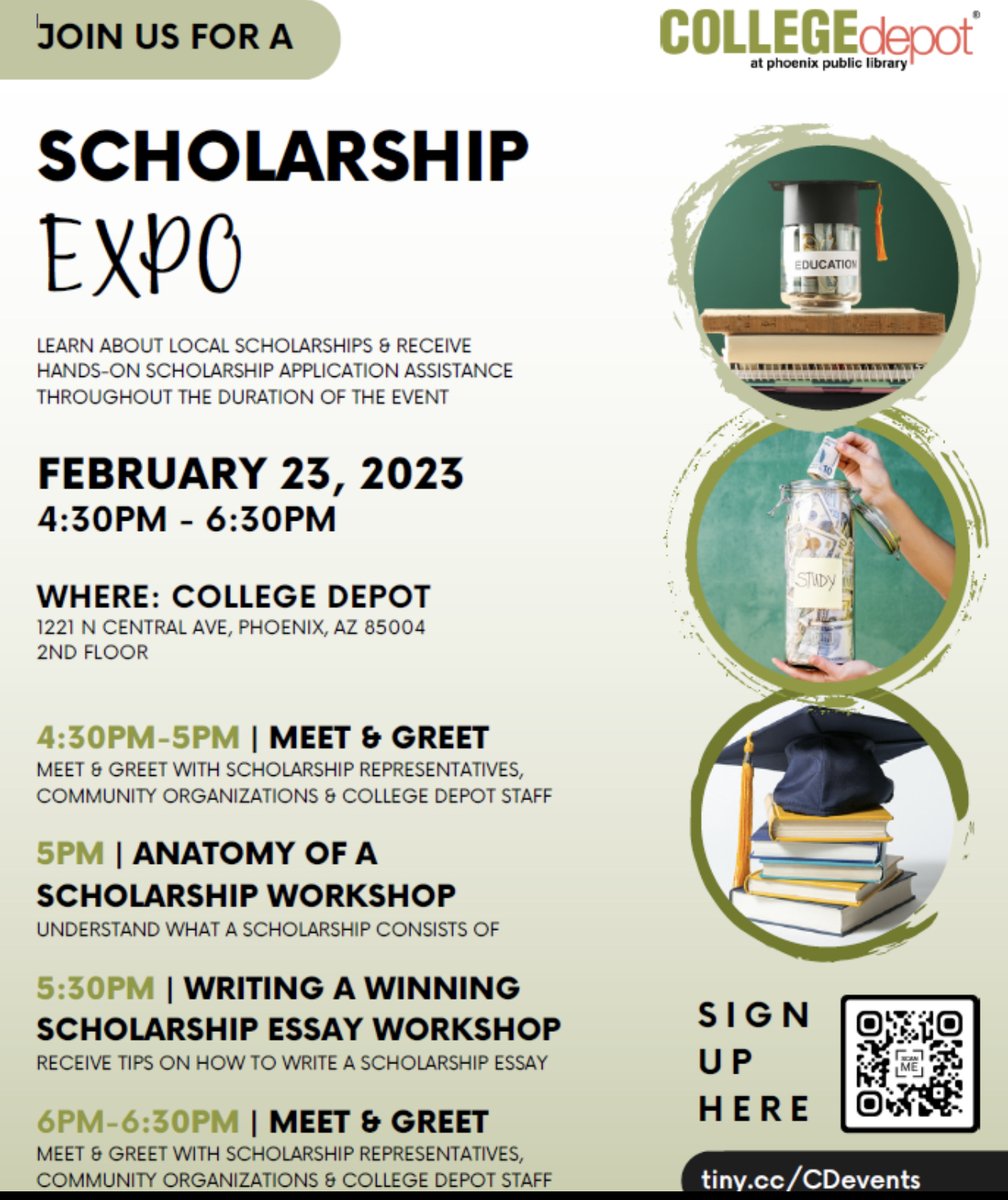 College Depot will be hosting a scholarship expo this Saturday! Learn about local scholarships and more. Check out the flyer.