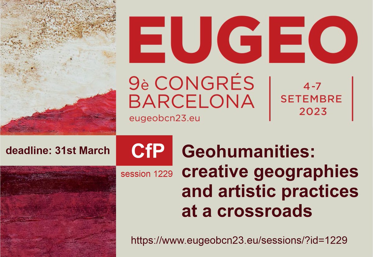 AnisaKunst's tweet photo. Call for papers for the session "Geohumanities: creative geographies and artistic practices at a crossroads" that I co-chair together with @marriamarria, @brianrosa and Tauri Tuvikene. Apply until March 31  here: https://t.co/RSwhhcK2pk https://t.co/vn6jQ7kIyd